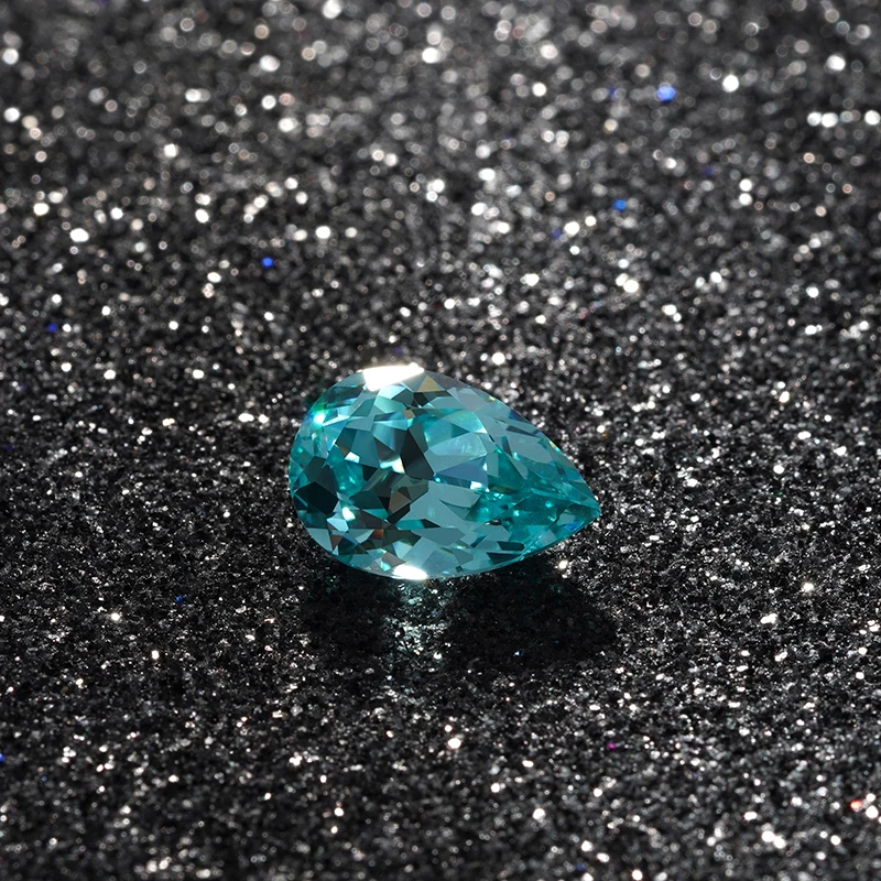 Paraiba Color Lab выращенный сапфир свободный камень грушевидной формы для установки