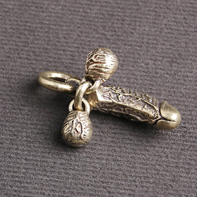 Латунный мужской брелок для ключей с кулоном в виде пениса забавная креативная