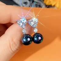 2022 new romantic elegant pearl stud earrings for women high quality aaa shiny zircon earring fashion party jewelry couple gifts