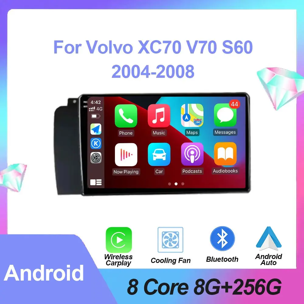 Мультимедийный автомобильный радиоприемник с GPS-навигацией для Volvo XC70 V70 S60 2004-2008