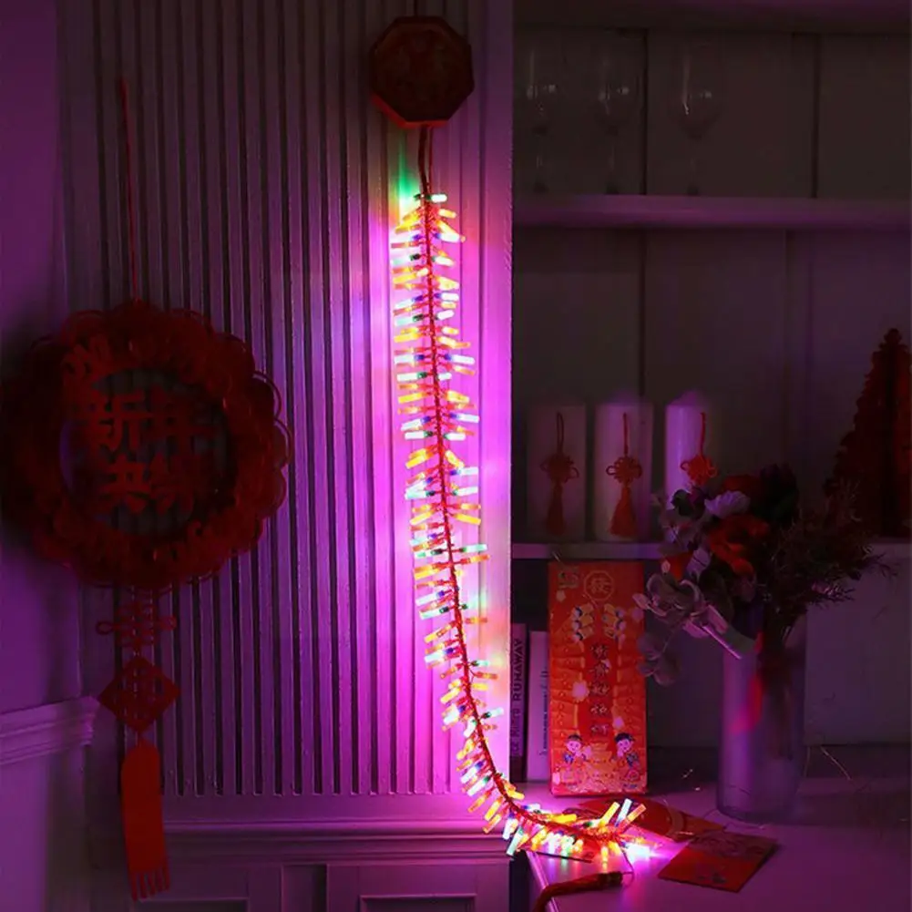 

92led 1.05m Led String Light Electronic Firecracker Lamp With Sound Lamp For Chinese New Year Christmas Wedding Decoration C2i8
