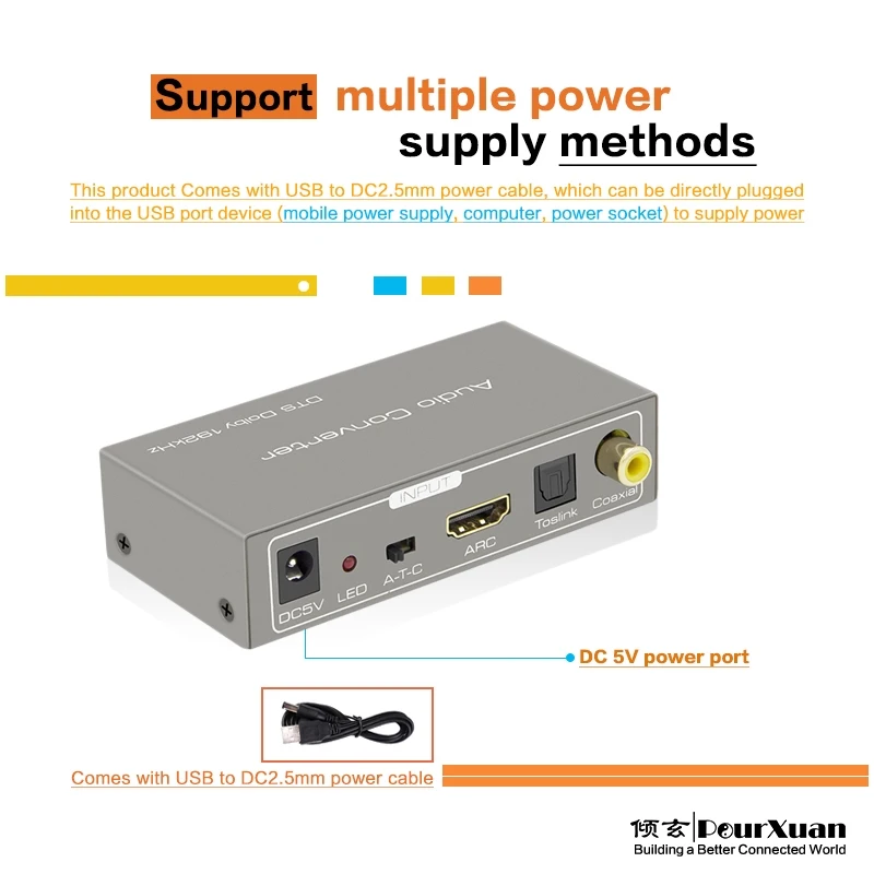 Преобразователь с hdmi arc на rca 3 5 мм aux коаксиальный Оптический toslink spdif в