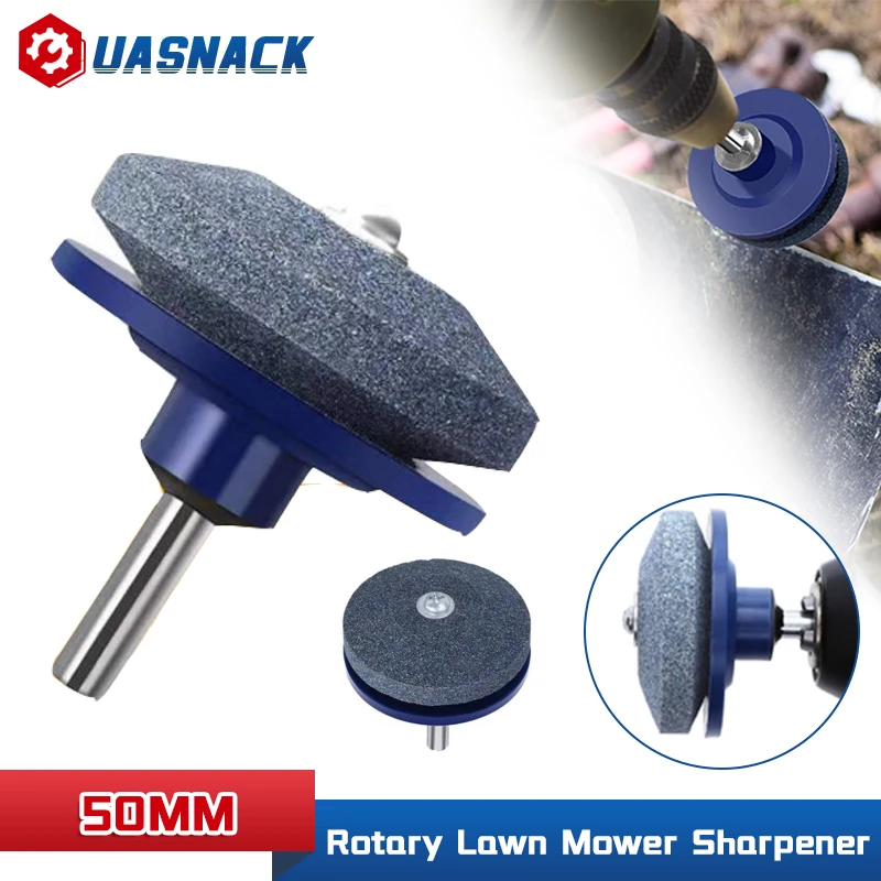 

50MM Rotary Lawn Mower Sharpener Lawn Mower Wear-Resistant Blade Sharpener for Any Power Drill Hand Drill Garden Parts Tools