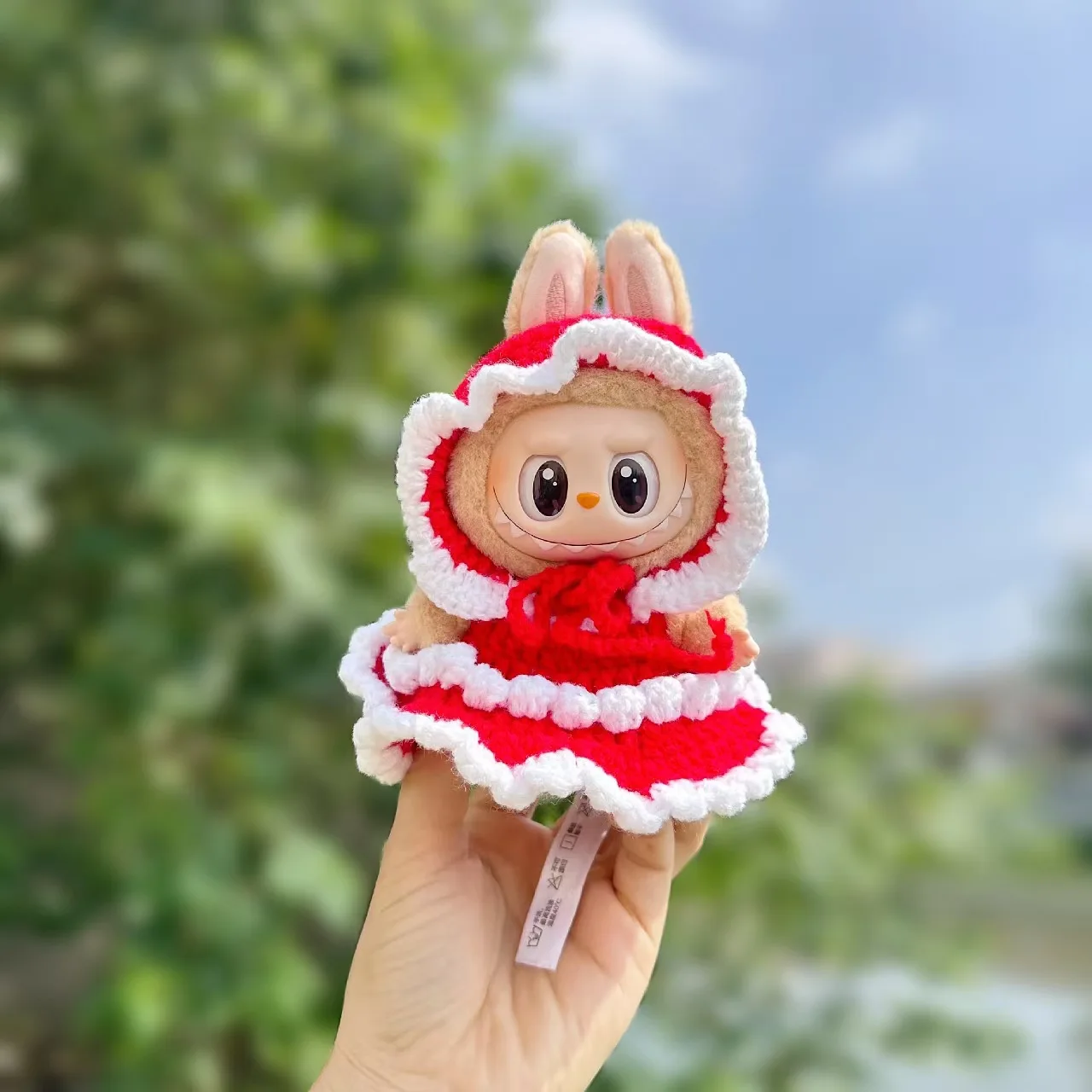 17 см Labubu II красное платье с бантом ручной работы куклы-идолы для сидения милая