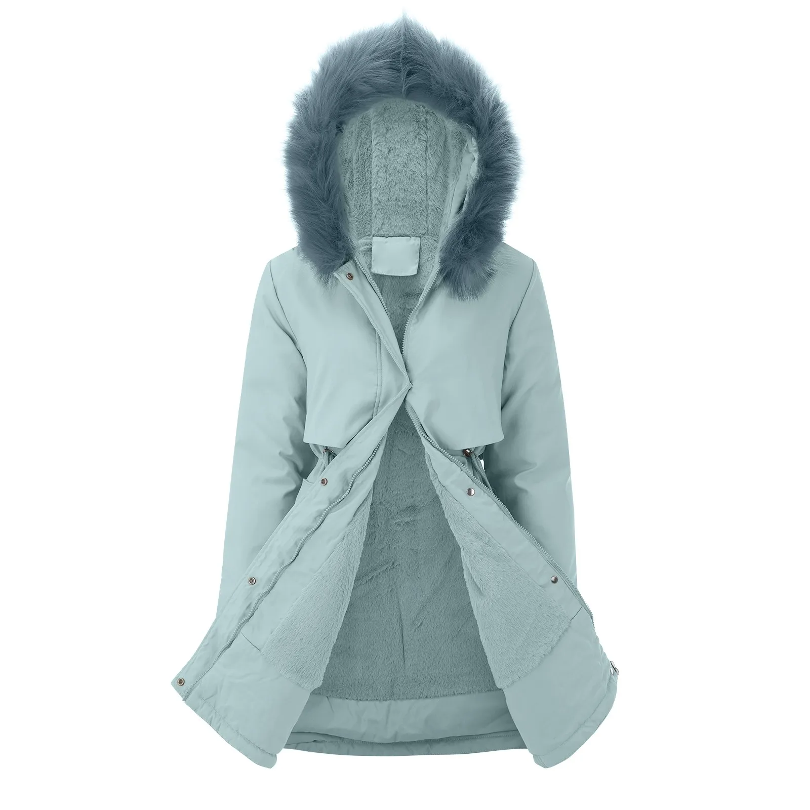 Women Winter Warm Parka Coat 2022 Thicken Casual Coat Jacket Lapel Collar Long Sleeve Vintage Warm Hooded Thick Padded Outerwear