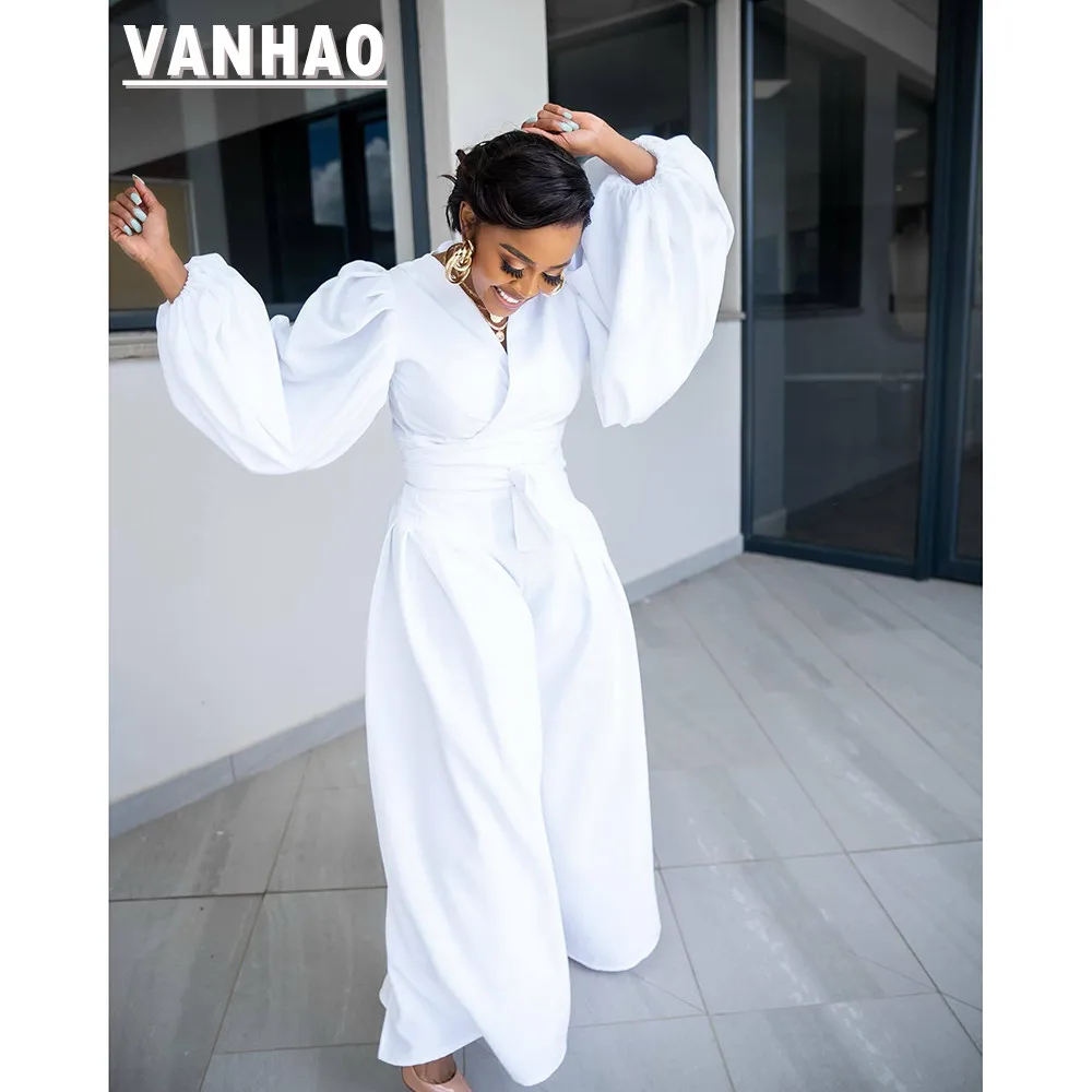 

VANHAO весенняя одежда, модный Повседневный женский топ с V-образным вырезом и широкие брюки, однотонный цвет, подходящая одежда, оптовая прода...