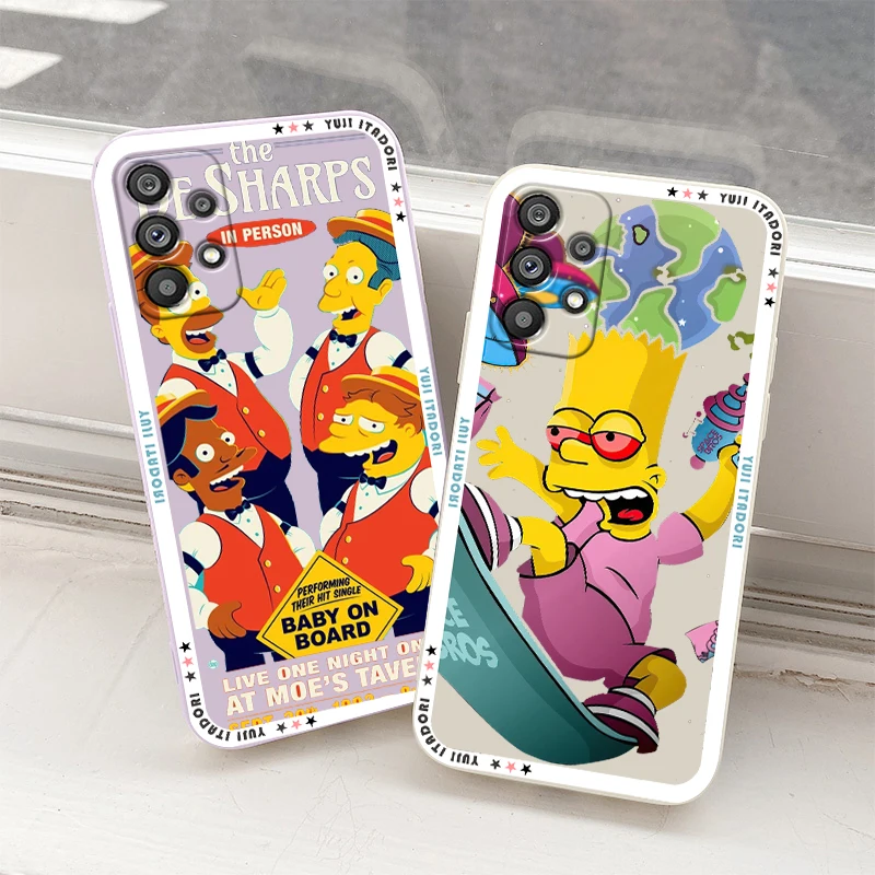 

Disney Luxury Simpsons Phone Case For Samsung Galaxy A73 A53 A33 A52 A32 A22 A71 A51 A21S A03S A50 5G Liquid Rope Cover