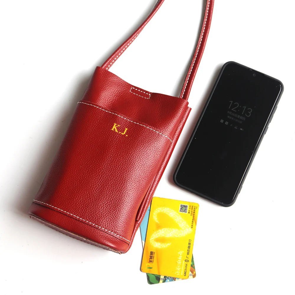 Женская сумка для телефона из воловьей кожи с персонализированными буквами