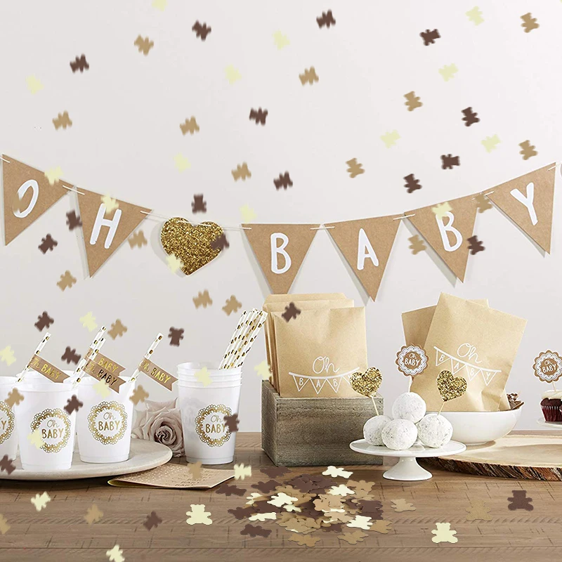 100 шт. бумажные обрезки медведя Тедди в трех цветах украшения для будущей мамы