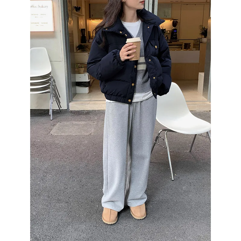 Casual metal button down jacket Women's winter down jacket jacket