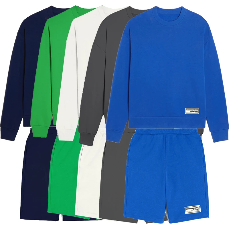 

TGM Round Neck Pullovers Sweatshirts and Long Shorts Two Pieces Sets Unisex Tracksuits Sweatsuits Men Spring Summer Clothing