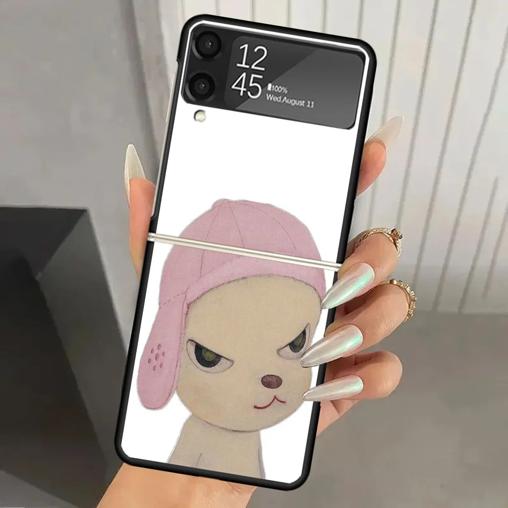 Жесткий чехол для телефона Y-Yoshitomo Nara из поликарбоната для Samsung Galaxy Z Flip 7 6 5 4 3, черный, с принтом, для ZFlip7 ZFlip6 Flip5 Flip4 Flip3 5G (art.: 3920d29f97f84) - 3920d29f97f84