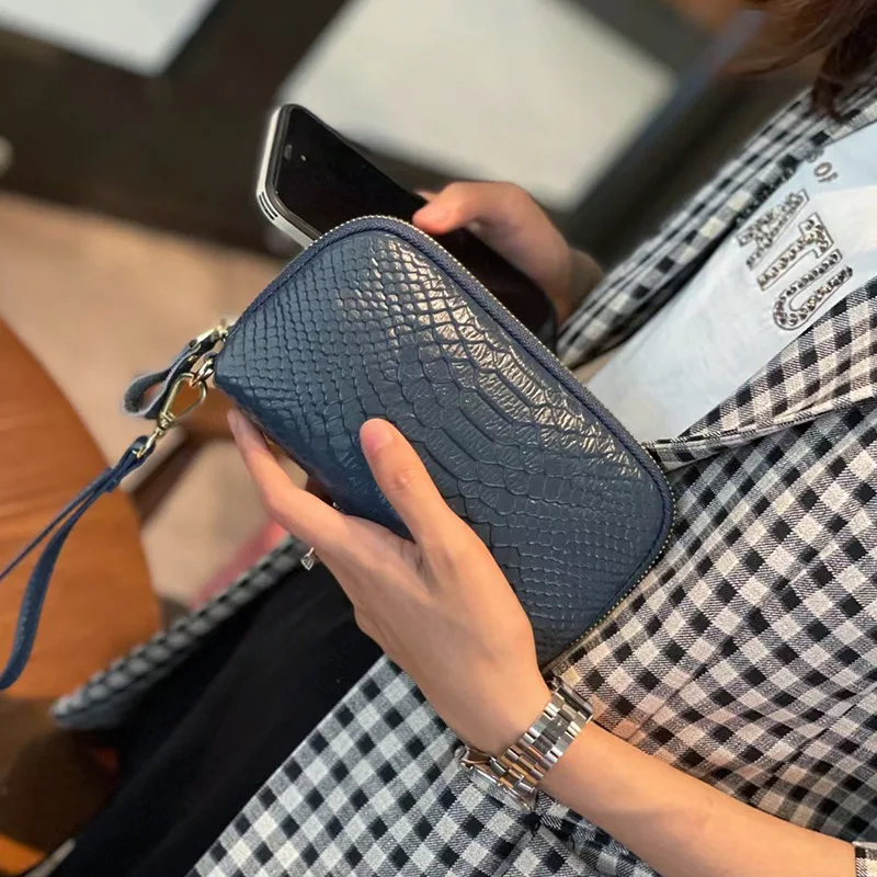 

Genuine Leather Wallet for Women Long Fashion Trendy Clutch Crocodile Pattern Top Layer Leather Phone Bags Handbag for Women