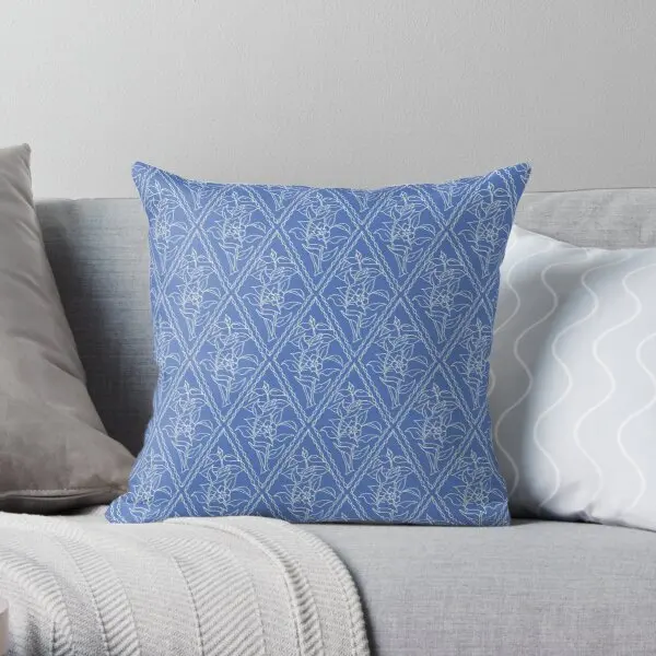 

Chic Periwinkle Blue Floral Diamond Patt Printing Throw Pillow Cover Hotel Decor Anime Wedding Fashion Pillows not include