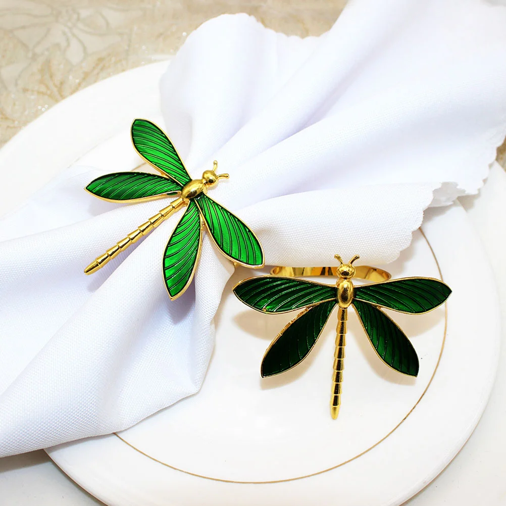 

Napkin Holder Ring Buckles Rings Circle Metal Dragonfly Holders Towel Table Wedding Dinner Banquet Serving Christmas Setting