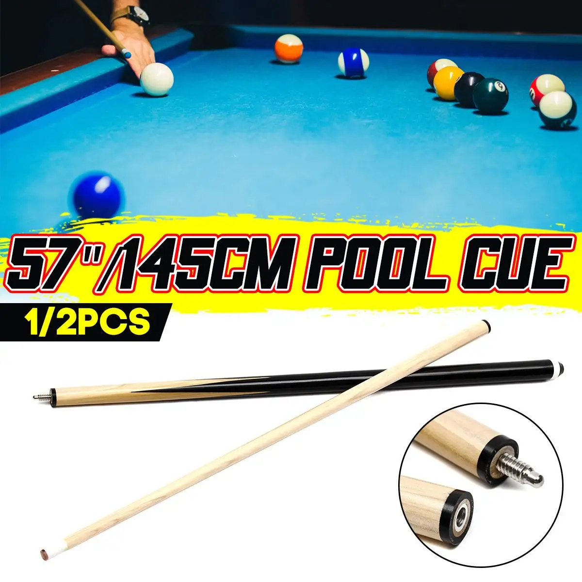 1/2pcs 145cm 57inch Echo Joint Junior Kid Snooker Cue Wooden Pool Cue Billiard Shaft Stick Entertainment Billiard Accessories