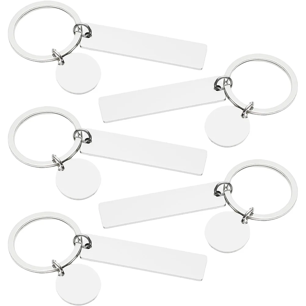 

5 Pcs Decorative Key Ring Engravable Stamping Pendants DIY Lettering Keychains Blank Hanging Tags Stainless Steel Unfinished