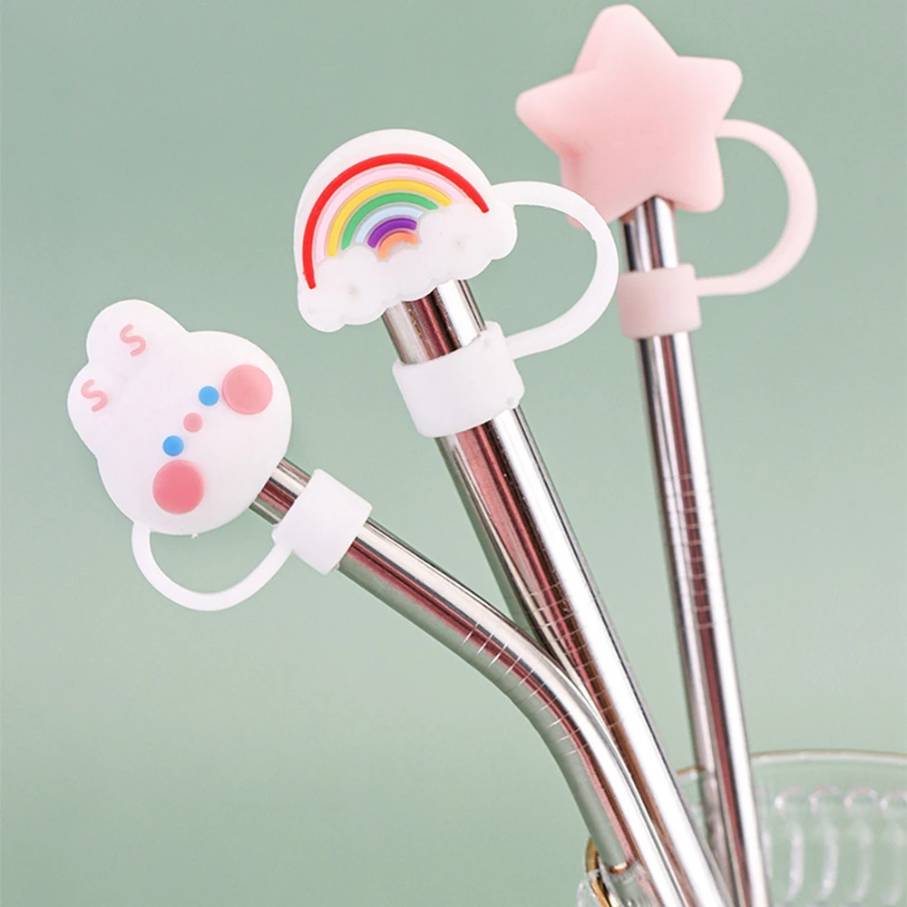 4pcs/Set Stainless Steel Drinking Straw Set Silicone Head Reusable Food Grade Beverages Straws with Cleaner Brush - купить по