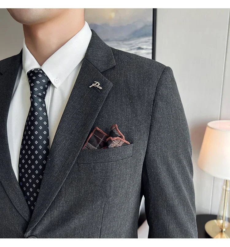 Высококачественный роскошный Мужской приталенный костюм Официальный деловой