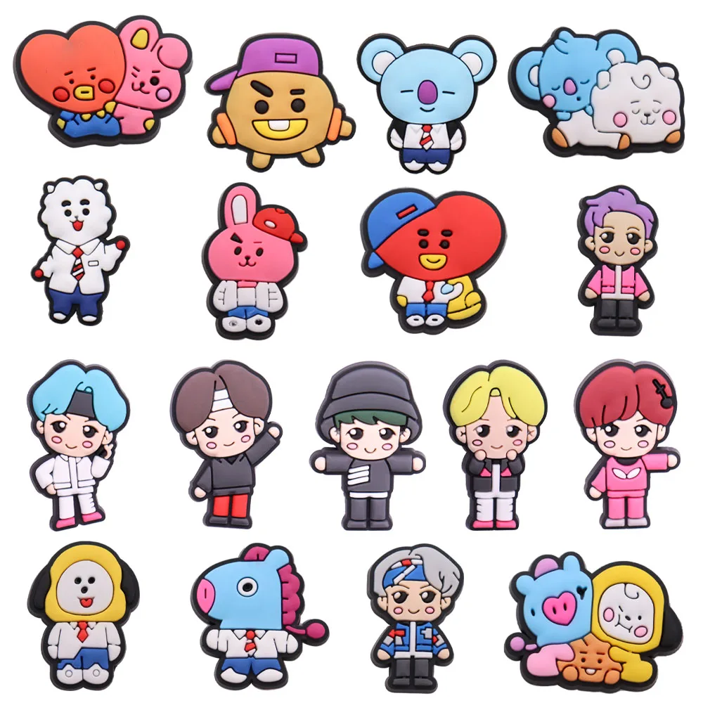 

50Pcs Wholesale Korean Idol Shoe Charms Accessories Boys Girls Sandals Shoe Buckle Decoration For Wristband Croc Jibz Shoes