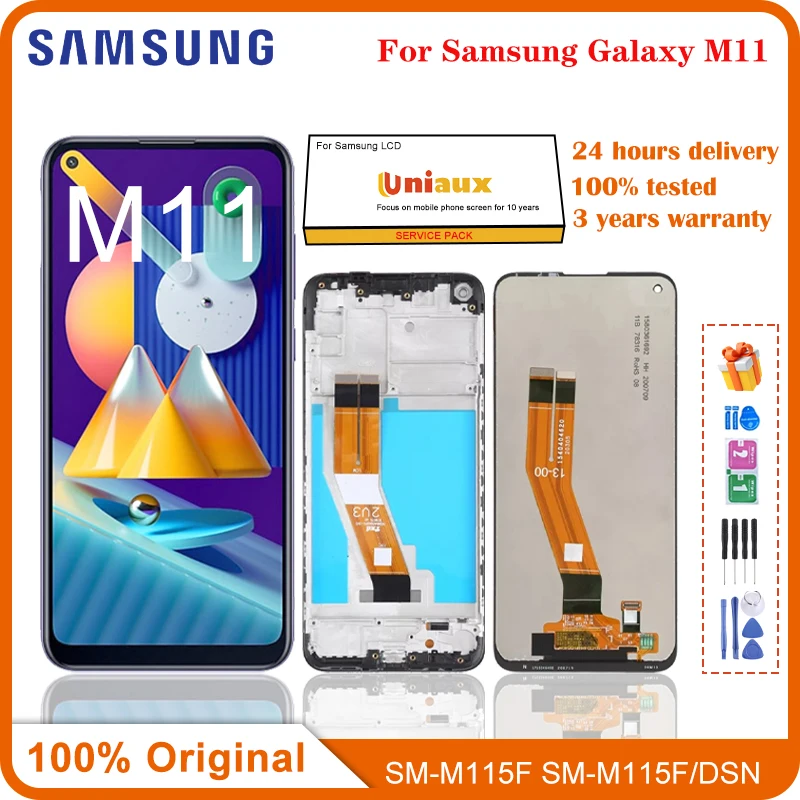 ЖК-дисплей 6,4 'для Samsung Galaxy M11 LCD M115 SM-M115 M115F M115G/DS, сенсорный экран, дигитайзер, стекло в сборе, рамка