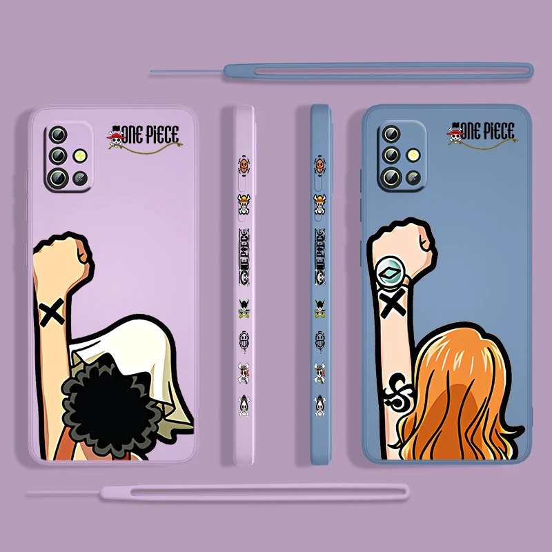 

Nami Anime ONE PIECE For Samsung Galaxy A73 A53 A33 A52 A32 A22 A71 A51 A21S A03S A50 4G 5G Liquid Left Rope Phone Case Cover
