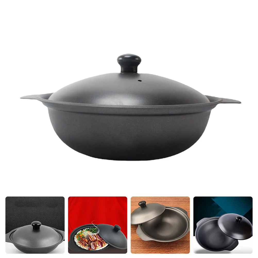 

Casserole Iron Pot Dish Cast Stew Kitchen Lid Cooking Clay Rice Pan Bowl Soup Cookware Claypot Braised Chicken Serving Hot