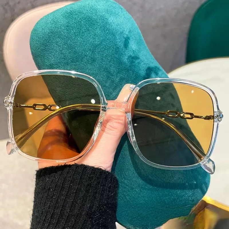 

2023 New Women's Sunglasses Summer Sun Protection Sunglasses Transparent Lens Sunglasses Fashionable Large Frame Sunglasses