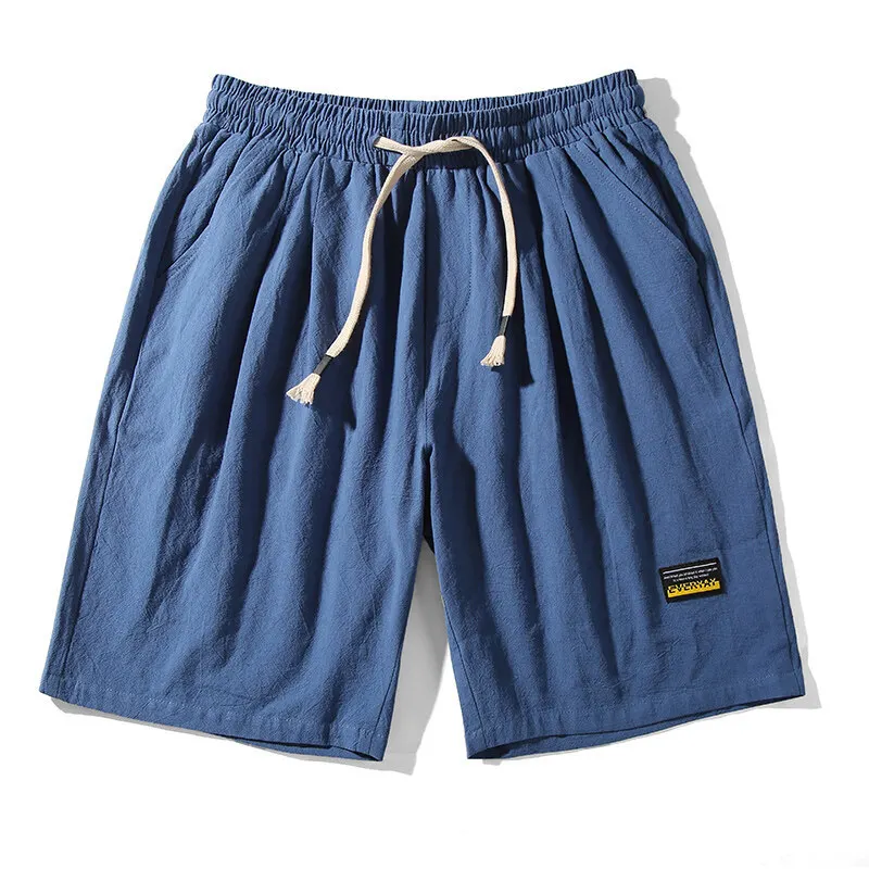 

Summer Cotton Linen Shorts Men2022New Loose Ice Silk Cropped Pants Simple Home Casual Pants Cropped Beach Pants