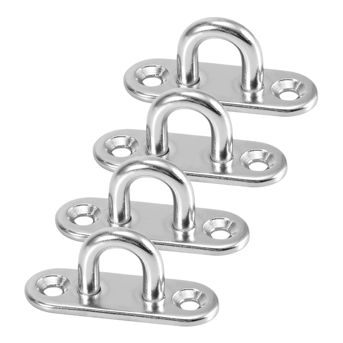 

4 Pcs Stainless Steel Oblong Pad Eye Plate Staple Ring Hook Loop U-shaped Design Screws Mount Hook Hanger