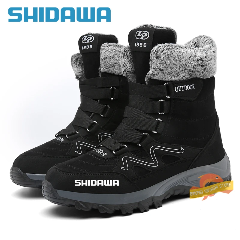 

Зимние мужские высокие зимние ботинки для рыбалки, Женская утолщенная дышащая Нескользящая походная обувь, бархатная теплая Уличная обувь ...