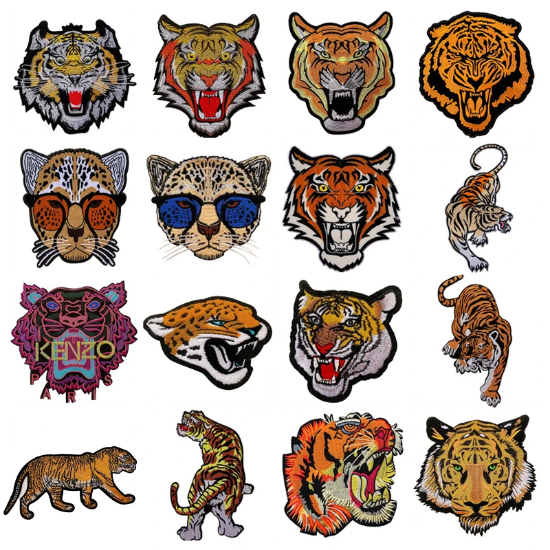 

Tiger Cartoon Cloth Sticker Ethnic Style Embroidery Patch Animal Embroidery Badge Iron on Transfers for Clothing