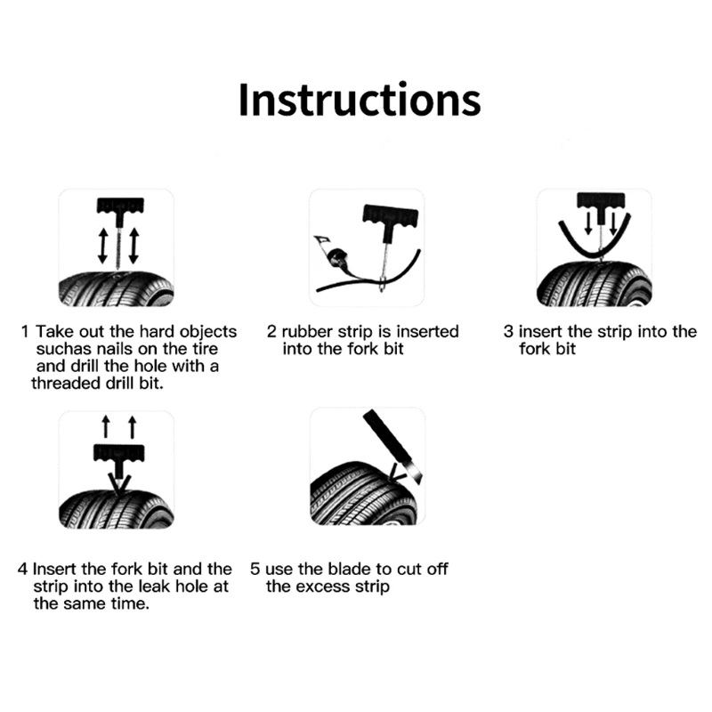 

10/20 Pcs Professional Tire Repair Rubber Strip Plug Repair Kit Emergency Puncture Vacuum Self-Service DIY