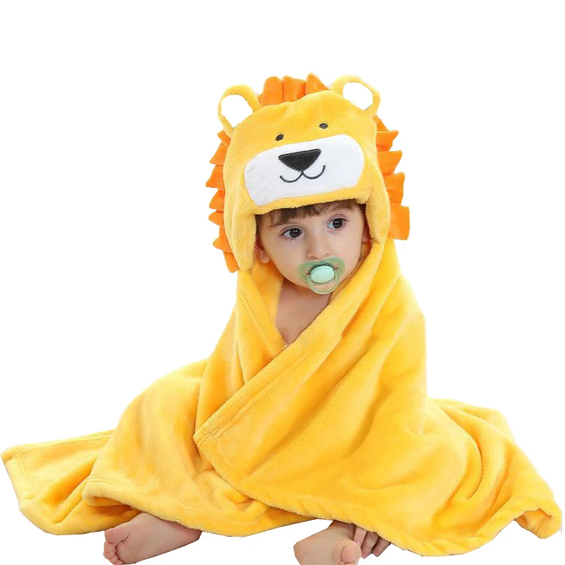 

Baby Hooded Bath Towel Infants Cartoon Cotton Blanket Kids Poncho Towel Hooded Babies Swaddle Blanket Air Conditioning Quilts