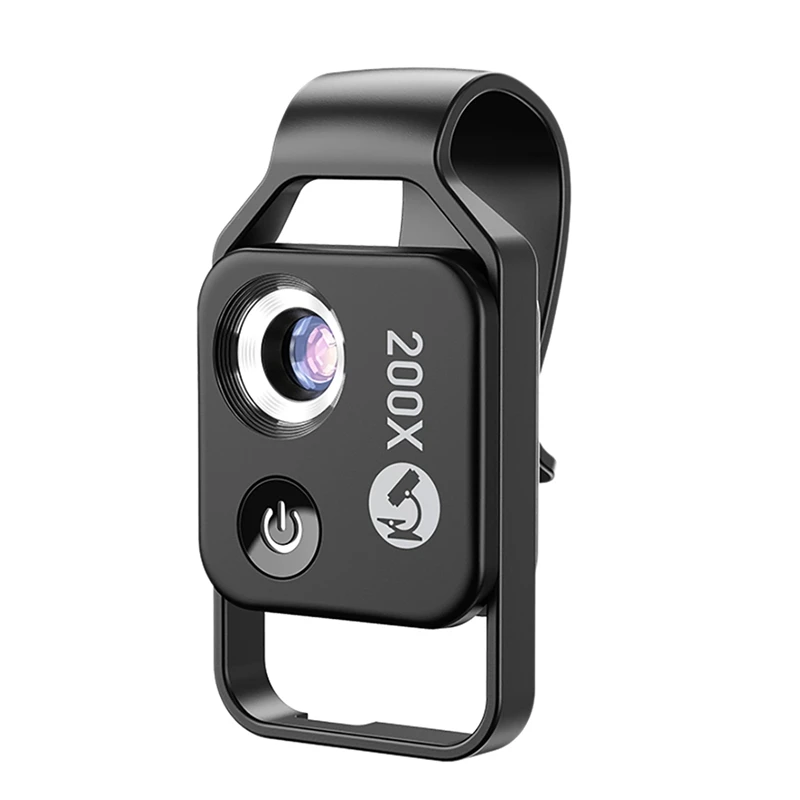 

200X Mobile Phone Microscope Micro-Lens Universal Clip LED Light Pocket Mini Magnifying Glass Microscopes
