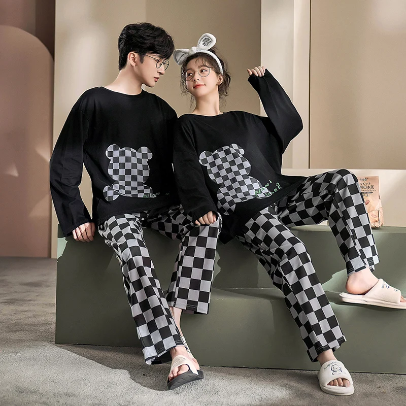 QUHENG Couple Pajamas Warm Sleepwear Pajamas for Set Long Sleeved Trousers Sleep Tops Women Men Pajamas for Sleeping Nightgown