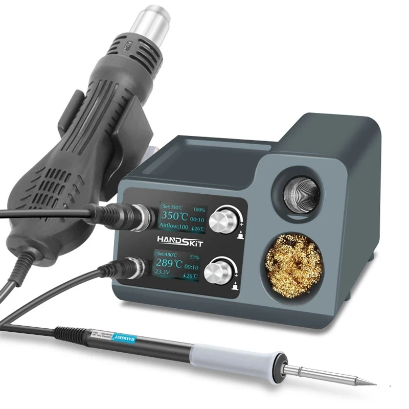 

Hot Air Gun T12 Rework Solder Station Handle Electronic Digital OLED T12 Auto Sleep Desoldering Repair Welding Tools