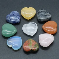 wholesale10pcs natural stone rose quartz agate turquoise love heart ornament bead for jewelry makingdiy healing gem charms gift