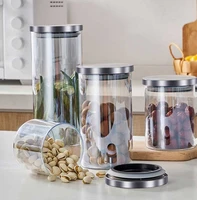 coffee shop airtight jar food storage container stainless steel cap glass bottle cereal dispenser home kitchen decorations jars