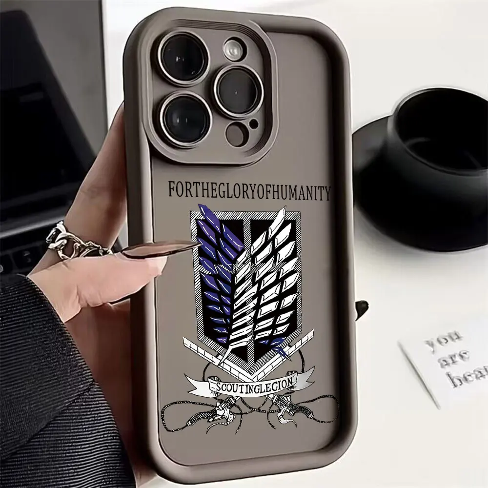 Фото Attack On Titan Anime Phone Case for IPhone 16 15 14 13 12 11 Pro Max Mini XR XS X 7 8 Plus Soft TPU Back Cover №4