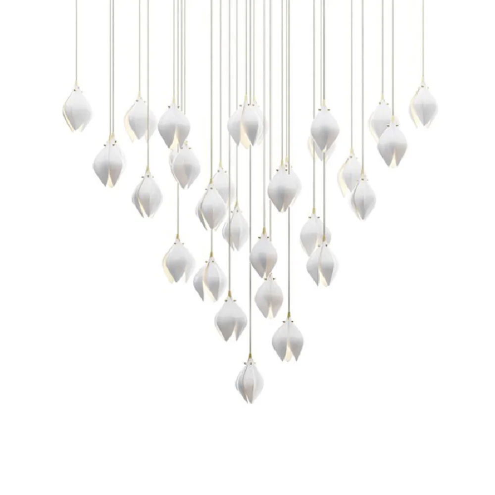 

LED pendant lamp Modern Ceramics Petals Lustre Hotel Lobby Villa Loft Decor Living Room Home Stairs Hang Light