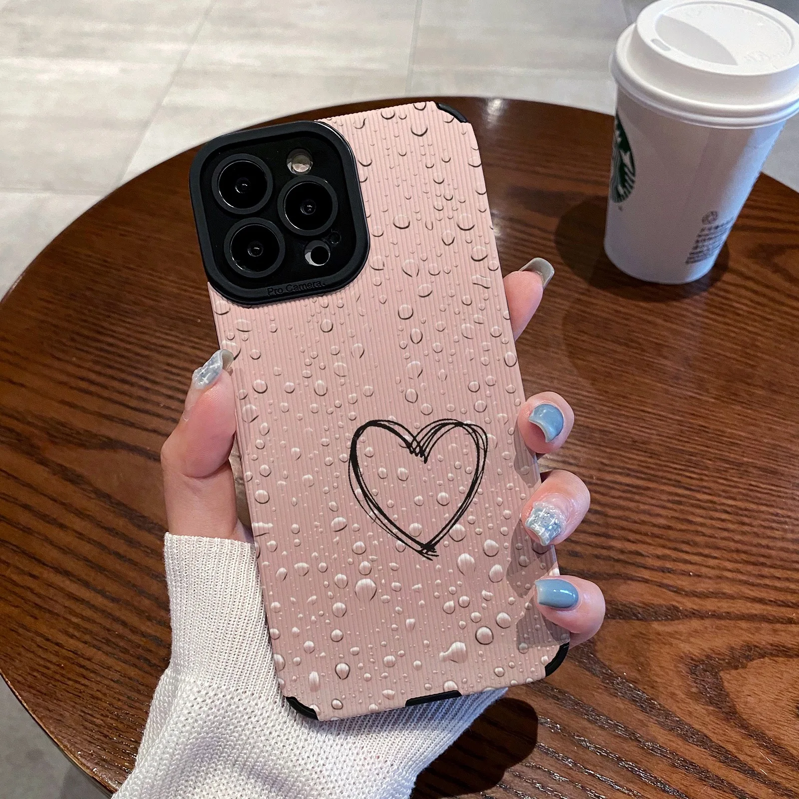 

USLION Fashion Raindrop Love Heart Phone Protection Case For iPhone 14 13 12 11 Pro Max X XR XS 7 8 Plus Soft TPU Back Cover