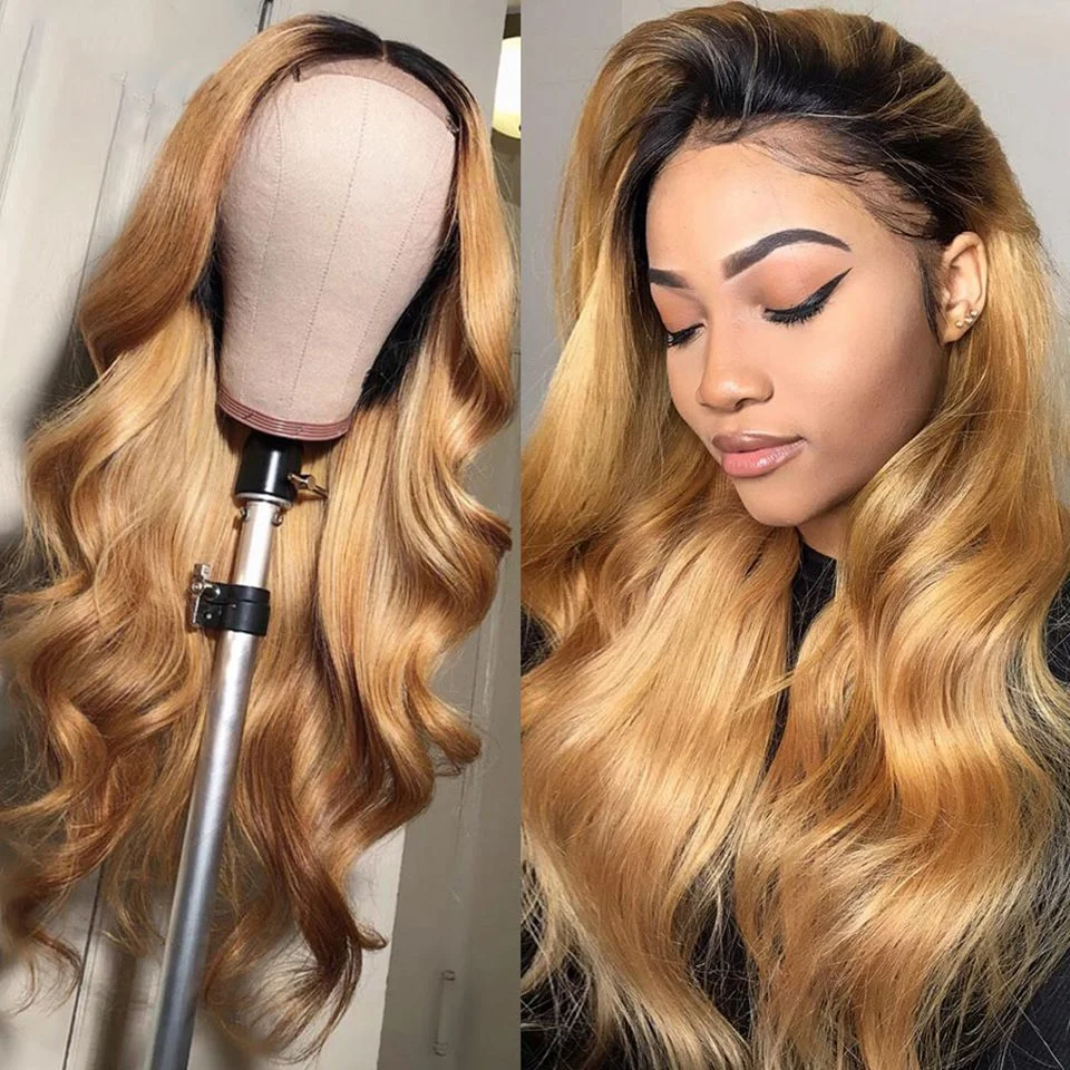 

PrePlucked 21A Grade Ombre Blonde Straight European Human Hair Jewish 5x5 Silk Top Lace Front Wig For Black Women Soft Baby Hair