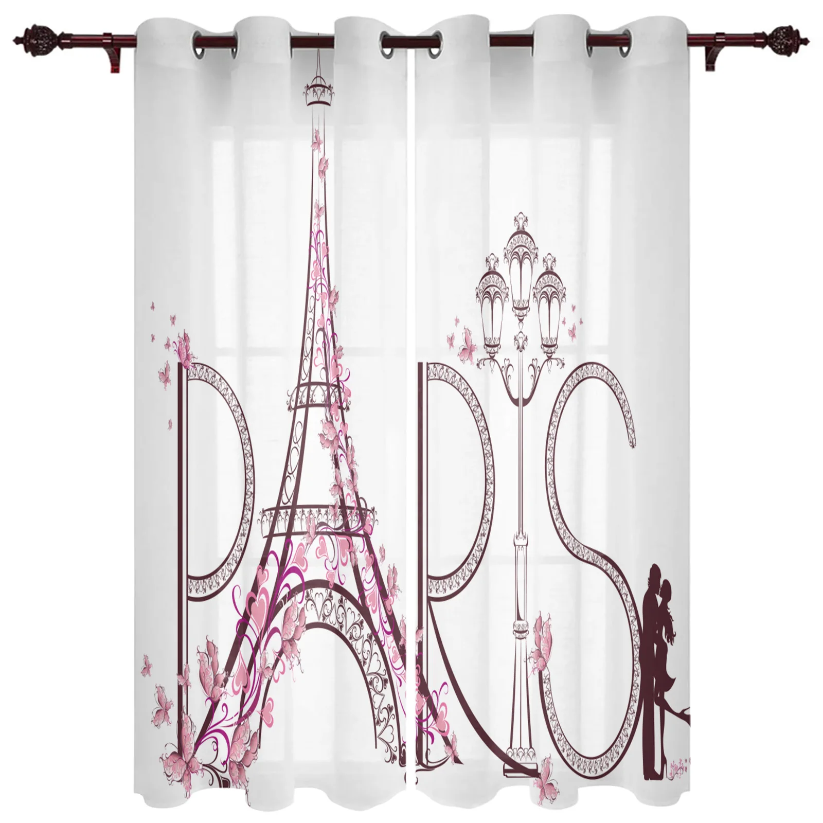

Франция Париж Эйфелева башня розовые белые Оконные Занавески для гостиной дверь детской комнаты занавески для кухонных окон
