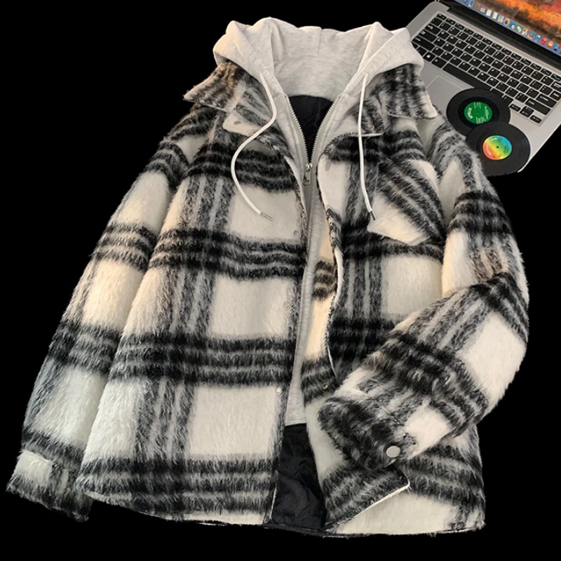 Куртки на молнии с капюшоном женские корейские модные клетчатые куртки из 2