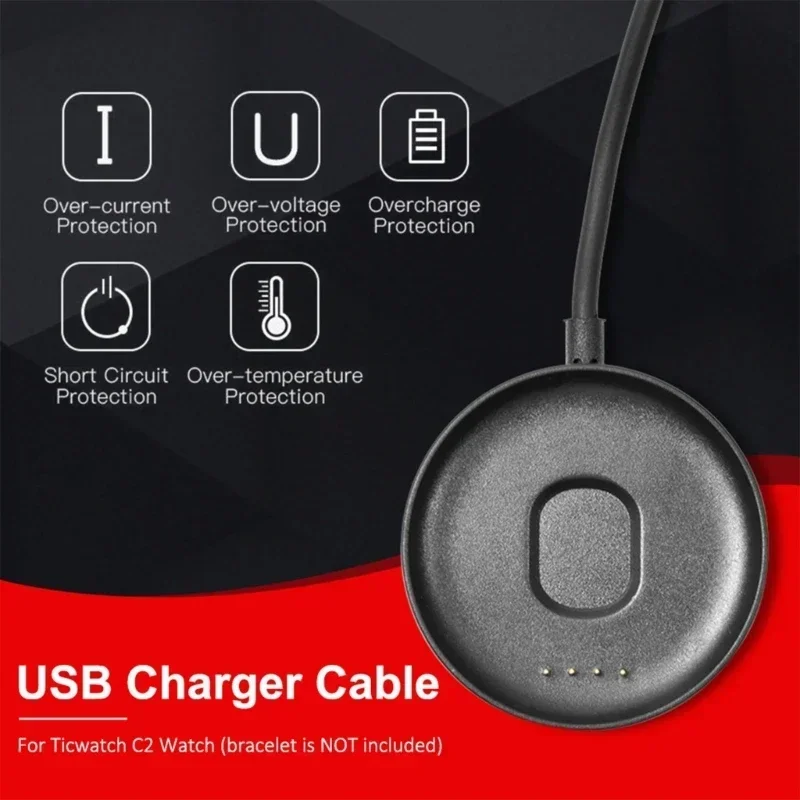 Фото Портативный USB-кабель для быстрой зарядки и передачи данных 100 см для Ticwatch C2 S2 E2, сменный зарядный кабель-браслет для часов №5