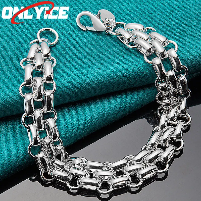 

925 Sterling Silver Round Smooth Egg Shape Hollow Bracelet Women's Fashion Glamour Party Wedding Engagement Jewelry