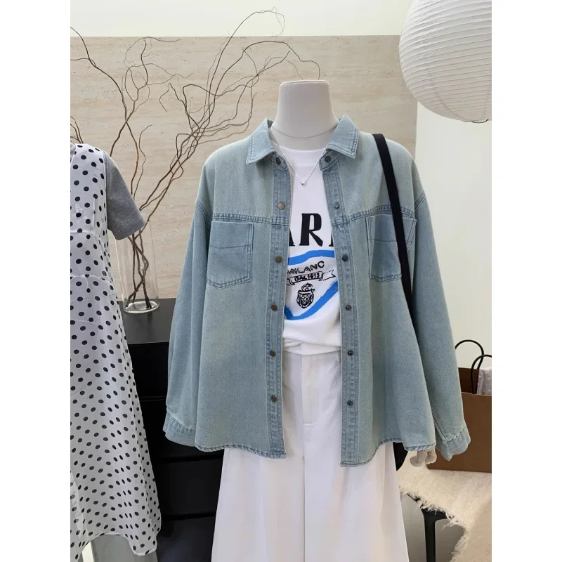 Винтажная джинсовая рубашка в гонконгском стиле новая куртка средней длины