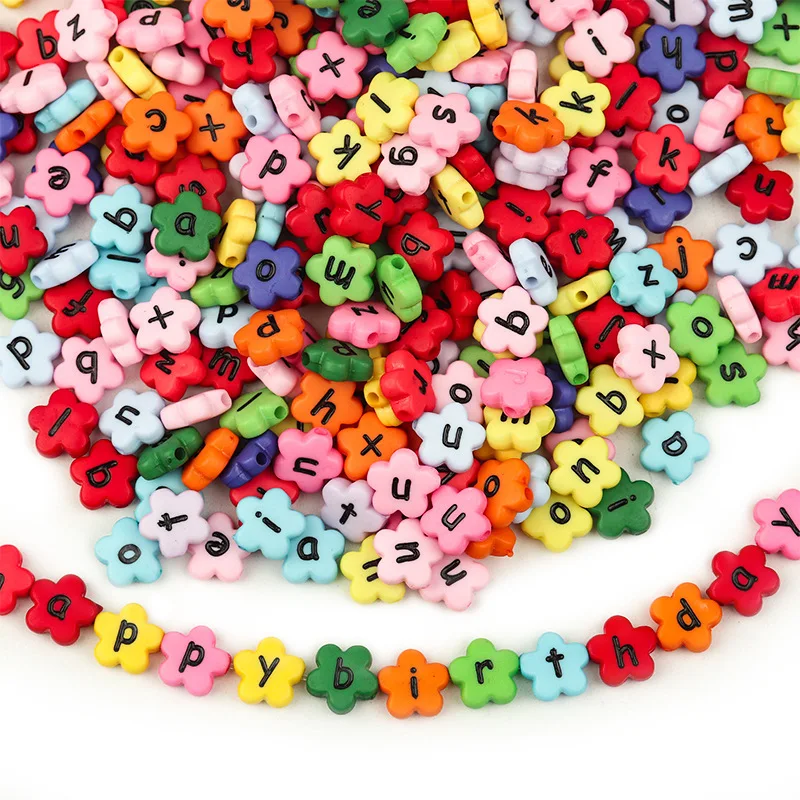 

50 Pieces of Mixed DIY Handmade Beaded Name Letters Acrylic Beads Flower Shaped Children DIY Handmade Bracelet Necklace Jewelys