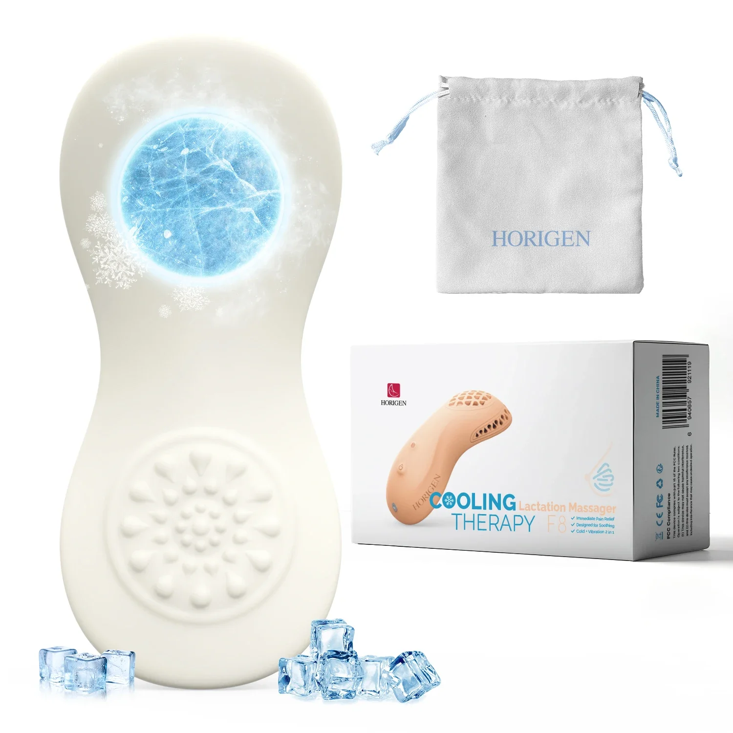 HORIGEN Лактационный массажер 2 в 1 холодный компресс и вибрационная охлаждающая
